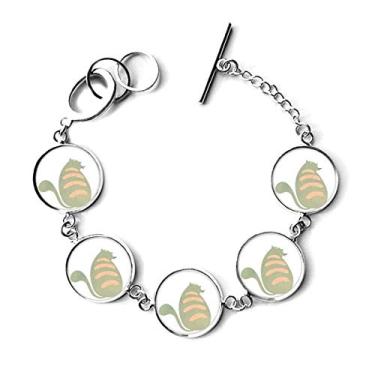 Imagem de DIYthinker Pulseira Bracelete com pingente de corrente em aquarela de animal de gato com ajuste ciano verde