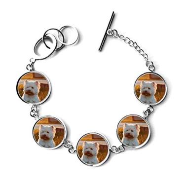 Imagem de DIYthinker Bracelete de cachorro branco com pingente solitário noite joia