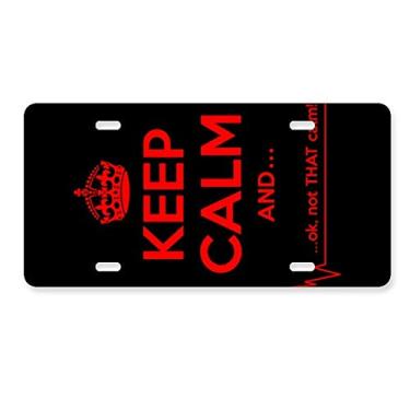Imagem de DIYthinker Etiqueta de aço inoxidável para decoração de placa de licença Keep Calm vermelha preta