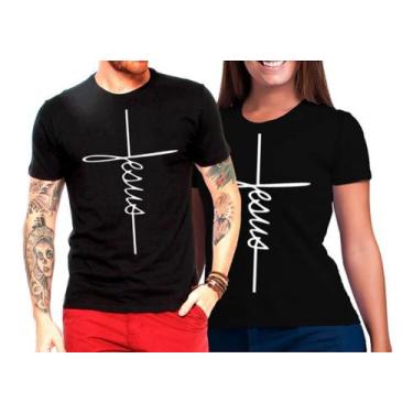 Imagem de Camiseta 100% Algodão Evangélica Cristã Jesus Kit Casal - Nessa Stop