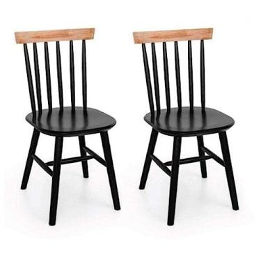 Imagem de Conjunto de 2 Cadeiras Madeira Maciça Milena Ecomóveis Preto/Natural