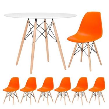 Imagem de Kit - Mesa Redonda Eames 100 Cm Branco + 6 Cadeiras Eiffel Dsw - Loft7