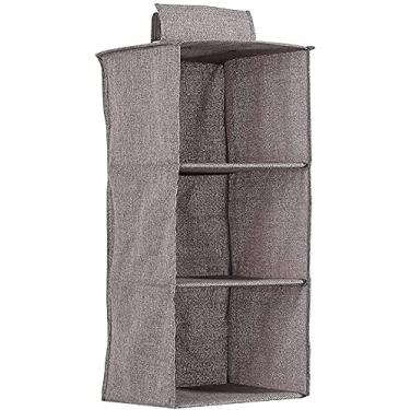 Imagem de Organizador de armário para pendurar na prateleira, prateleiras cinzas para pendurar, cabide de lona dobrável para suéter, sapatos, crianças, berçário e acessórios de roupas (3 camadas de cinza)