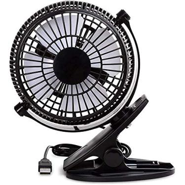 Imagem de Ventilador de mesa USB de 12,7 cm, mini ventilador de clipe, ventilador de refrigeração portátil com 2 velocidades, ventilador de carrinho alimentado por USB, ventilador USB giratório de 360°, ventilador elétrico pessoal silencioso para acampamento de escritório em casa (preto)