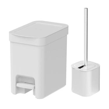 Imagem de Kit Lixeira + Escova Sanitária Trium Branco