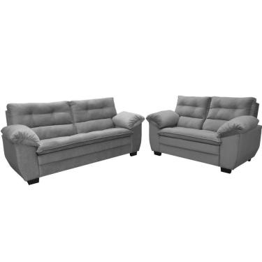 Imagem de Conjunto Sofá Hellen Premium 3 e 2 lugares em tecido Velut Cinza