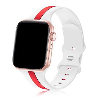Imagem de Pulseira esportiva de designer compatível com Apple Watch séries 9/8/7/6/5/4/3/2/1/SE/Ultra de 38 mm, 40 mm, 41 mm, 42 mm, 44 mm, 45 mm, 49 mm, masculina e feminina