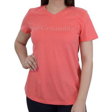 Imagem de Camiseta Feminina Columbia Mc Decot V Laranja Coral - 321033