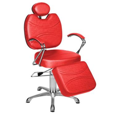 Imagem de Cadeira Poltrona de Cabeleireiro Recl Topázio C/Ap Vermelho