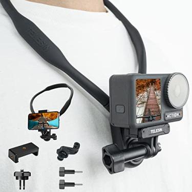 Imagem de TELESIN SE Suporte de pescoço com suporte de telefone, kit adaptador vertical, colar, alça de cabeça, peito, acessórios para selfie para GoPro Max Hero 12 11 10 9 8 Insta360 X3 X4 Go3 Ace Pro DJI