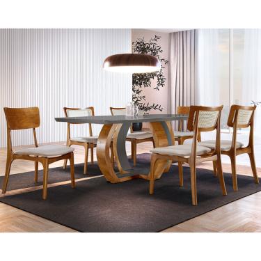 Imagem de Sala De Jantar Santorine 180cm 6 Cadeiras Viena Moderna