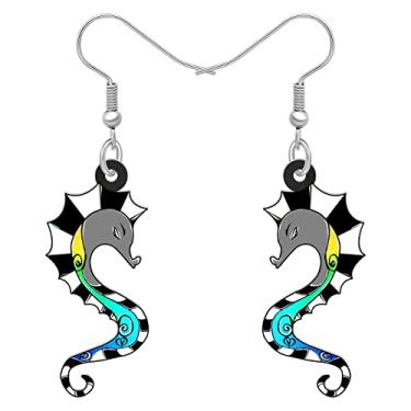 Imagem de DALANE Brincos de acrílico anime hipocampo cavalo marinho animais do oceano pingente joias para mulheres meninas crianças pingentes presentes, Medium, Acrílico, Sem pedra preciosa