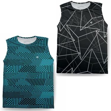 Imagem de Regata Masculina Cavada Proteção UV Térmica Corrida Kit 2-Masculino