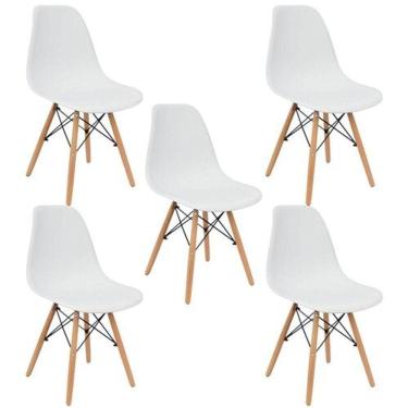 Imagem de Kit 5 Cadeiras Eiffel Charles Eames Wood Cozinha Jantar Branca