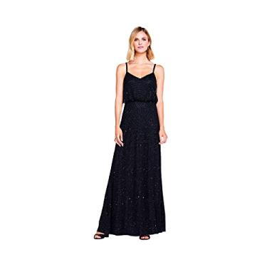 Imagem de Adrianna Papell Vestido feminino longo com contas, Preto, 38
