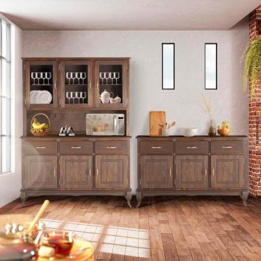 Imagem de Conjunto 2 Balcões Com Arca Oratório Madeira Maciça Rústico Imbuia Shop JM