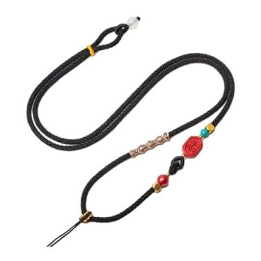 Imagem de oshhni Cordão de colar, corda pingente de pescoço halter, confortável premium, corda de colar ajustável de 65cm para fazer joias, PRETO