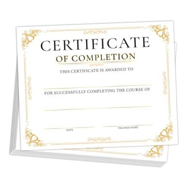 Imagem de 25 PCS Certificado de Conclusão, Certificado de Conclusão de Curso Ouro Papel de Diploma para Graduação Escola Estudantes Professores Funcionários, Certificado de Reconhecimento de Apreciação, 20 x 25