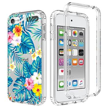 Imagem de Zoeirc Capa para iPod Touch 6/5/7, Transparente, TPU 360 Full Body à Prova de Choque, Híbrido Cristal Transparente, Flores e Folhas