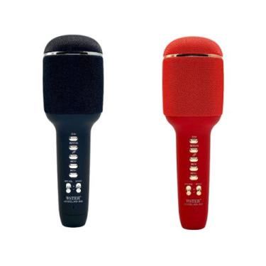 Imagem de Kit 2 Caixa de Som e Microfone Sem Fio Karaokê Repórter Youtuber WS-90
