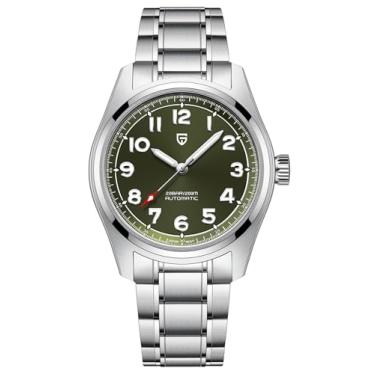 Imagem de Pagani Design Relógio de pulso masculino mecânico automático com pulseira de aço inoxidável Japão (NH35) movimento safira vidro luminoso negócios casual, Verde, Pulseira