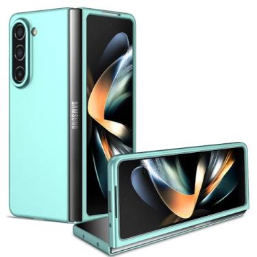 Imagem de Capa de telefone dobrável para Samsung Galaxy Z Fold 5 4 3 2 1 Capa móvel para Z Filp1 2 3 4 5 Capa protetora fina, azul claro, para Samsung Z Fold4 5G