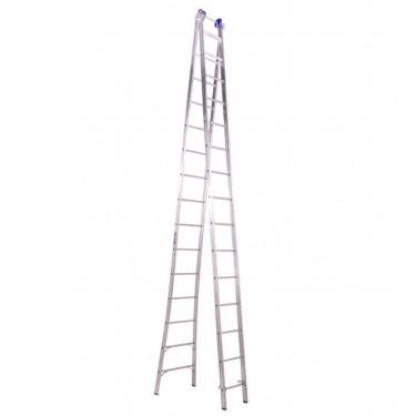Imagem de Escada Extensiva Profissional Esticável Dupla 15 Degraus - Alumínio - 64 - Real Escadas