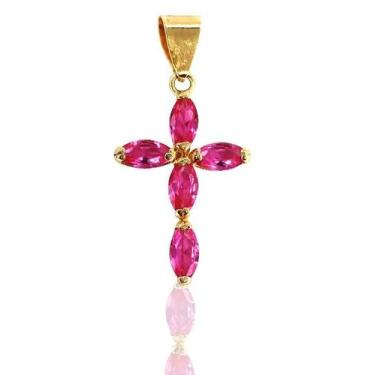 Imagem de Pingente de Ouro 18K Crucifixo com Pedras - Elegancy Joias