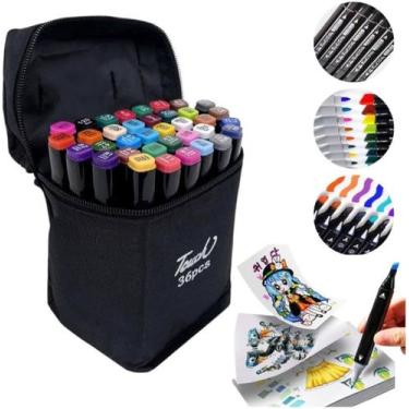 Imagem de Kit de Canetas Marcador Permanente Ponta Dupla 36 cores - HJZ