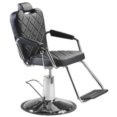 Imagem de Cadeira de Barbeiro Reclinável e Hidráulica, Preta - Texas Dompel