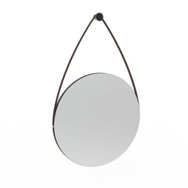Imagem de Espelho Decorativo Adnet Wood Preto Alça material sintético Café 38 cm