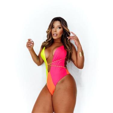 Imagem de Maio Decotado Costa Nua Multiamarracoes Maiô Neon Vibes Gringo - GIORT