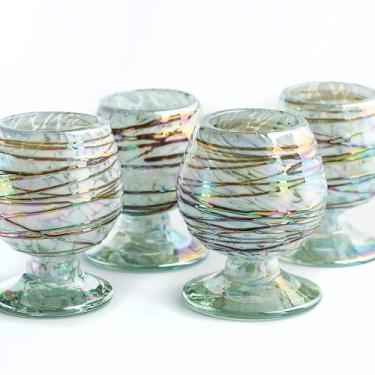 Imagem de MEXTEQUIL - Copos de Shot Soprados à Mão de Tequila Mexicana Autêntica - Conjunto de 4 a 56 g - Mini Snifters de Vidro - Base Pesada - Conhaque (Frosty Fusion)