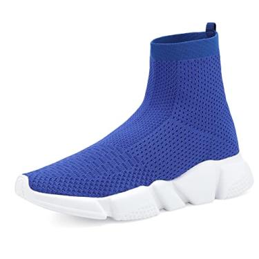 Imagem de Meias femininas sem cadarços, tênis de caminhada, corrida, tênis, atlético, academia, academia, antiderrapante, moderno, tênis, Azul030, 35