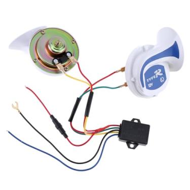 Imagem de DriSentri Buzina clássica em forma de caracol de 12 V 115 dB para veículo, barco, carro, motocicleta, van, caminhão, kit de buzina de trem elétrico, buzina de carro