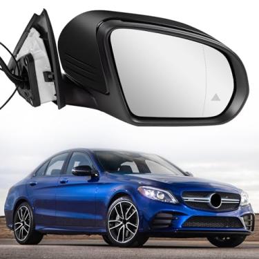 Imagem de Espelho lateral do passageiro direito compatível com Mercedes Benz C Class C180 C260 C300 2015-2021, espelho retrovisor com dobra elétrica/ponto cego/aquecido/sinal de giro LED/memória/luzes de poça