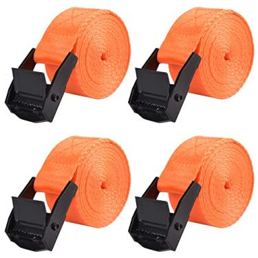 Imagem de TRIWONDER Correias de Amarração Correias de Amarração Correias de Nylon Correias Resistentes para Bagagem Bagagem Embalagem Carga Frete (2 m, Laranja - 4 Pacotes)