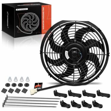 Imagem de A-Premium Conjunto de ventilador elétrico universal de 30,5 cm com puxador de ventilador de 30,5 cm, 12 V 90 W com kit de montagem