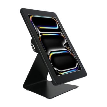 Imagem de DDSHOW Suporte de quiosque de segurança antifurto de mesa para iPad Pro de 11 polegadas (M4) 2024, com trava e chave, flip e design horizontal ou vertical de rotação de 360° (preto)