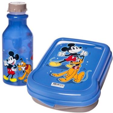 Imagem de Sanduicheira C/ Tampa Garrafa 500ml Mickey Kit Escola - Plasútil