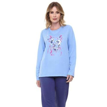 Imagem de Pijama Longo Moletinho Doce Luar 10870 Cachorro - Marinho, Azul, Marin