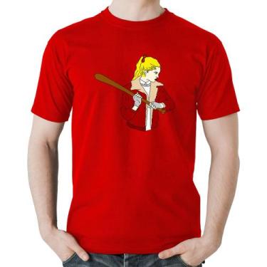 Imagem de Camiseta Algodão Baseball Girl - Foca na Moda, Vermelho, GG