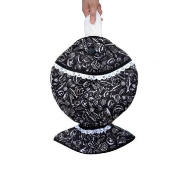 Imagem de Puxa Saco Estampado Peixe Preto E Branco - Recanto da Costura