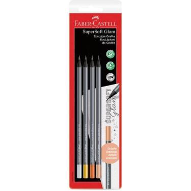 Imagem de Kit 04 Lapís Preto de Escrever Supersoft Glam Metalizado Faber Castell