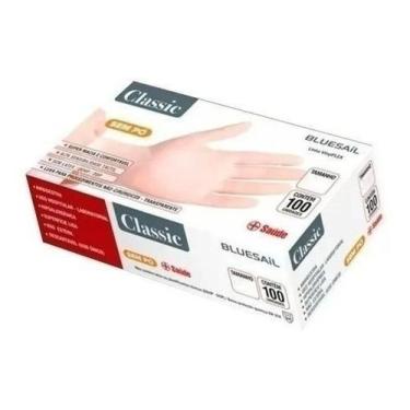 Imagem de Luvas Descartável Sem Pó Bluesail Classic - 100 Unid,  G