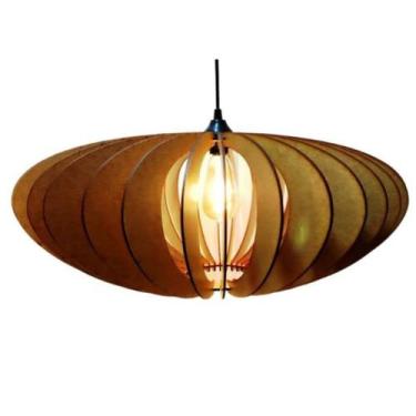 Imagem de Luminária Teto tipo Pendente em MDF - Completa - CORALISA, MDF CRU