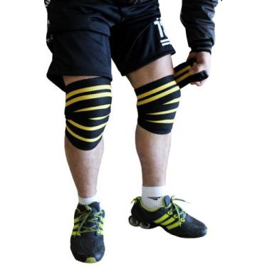 Imagem de Kit Faixa De Joelho + Strap Largo Mão Treino Agachamento - Pro Trainer
