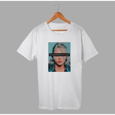 Imagem de Camisa Masculina Billie Eilish Foto Cantora Pop - SEMPRENALUTA, Branco