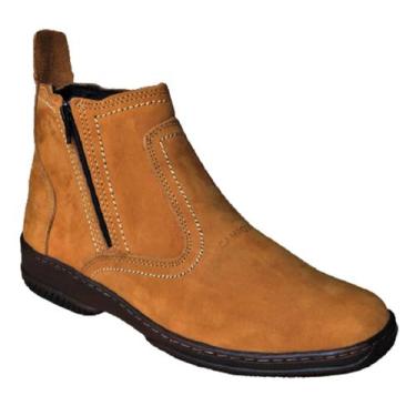 Imagem de Bota Em Couro Nobuck Camurça Especial Botina Masculina Botinha Casual 