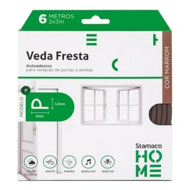 Imagem de Veda Fresta Borracha Vedação Porta Janelas Fita Adesiva Rolo 6 Metros 
